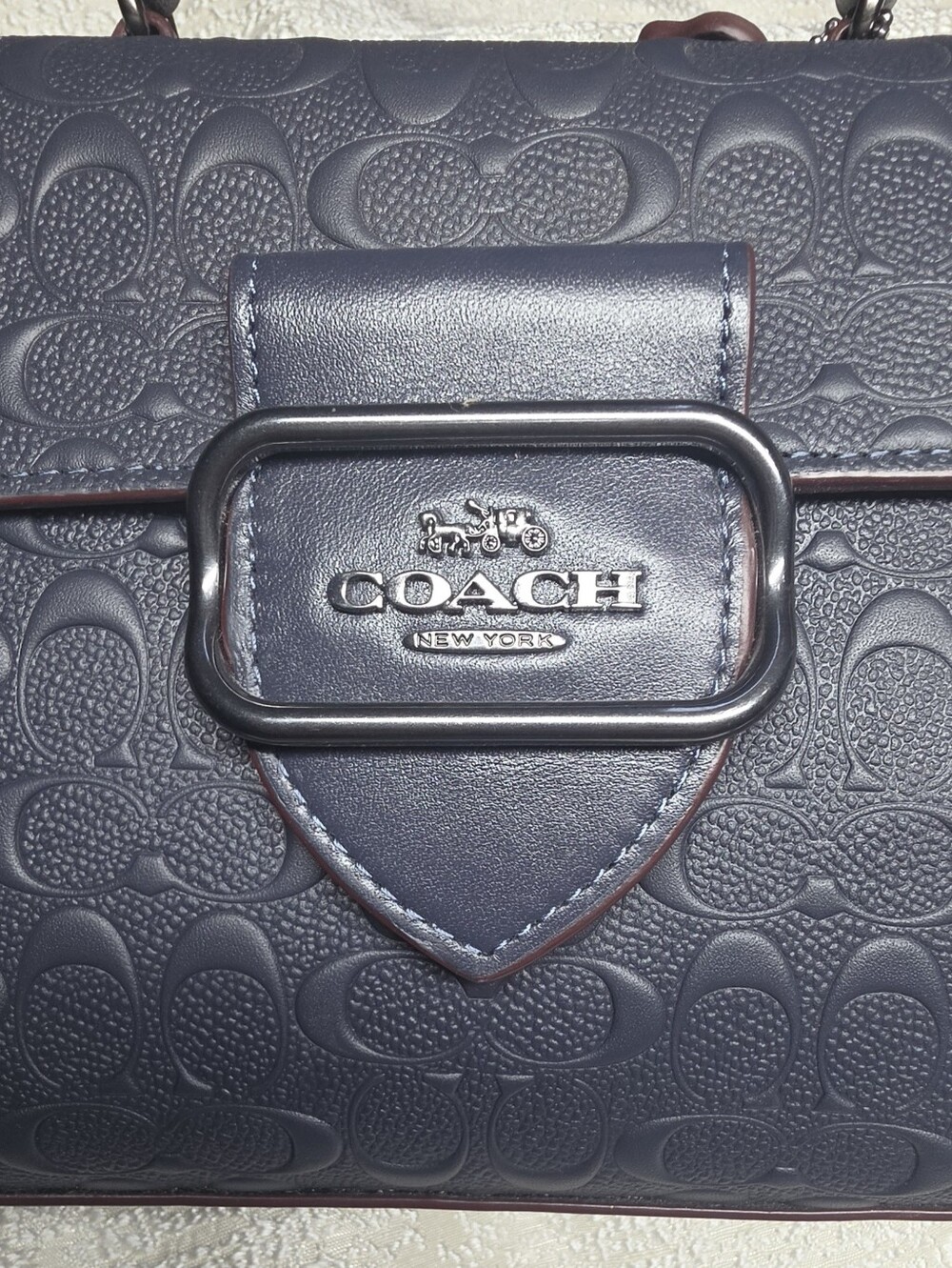 Coach Morgan Satchel Pebbled Leather Top-Handle Midnight Navy NWT - Picture 6 of 11